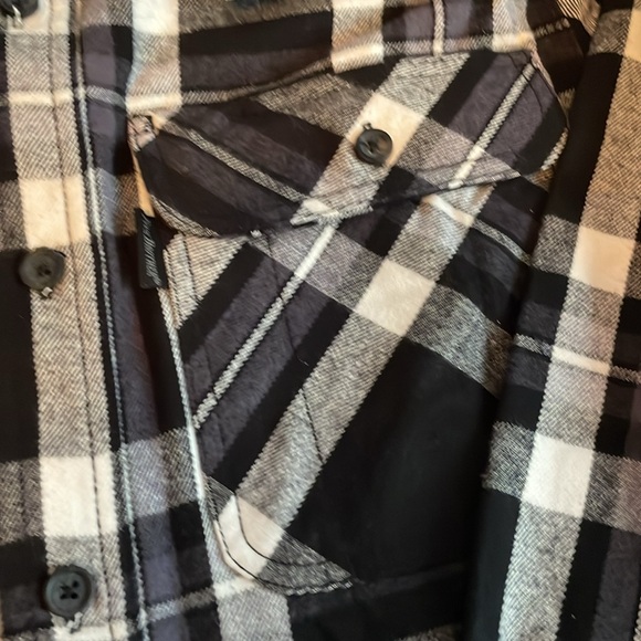 Men’s plaid heavy weight flannel size M reg black white shirt jacket shacket - Picture 2 of 6